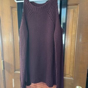 Cold Shoulder Dark Purple Sweater